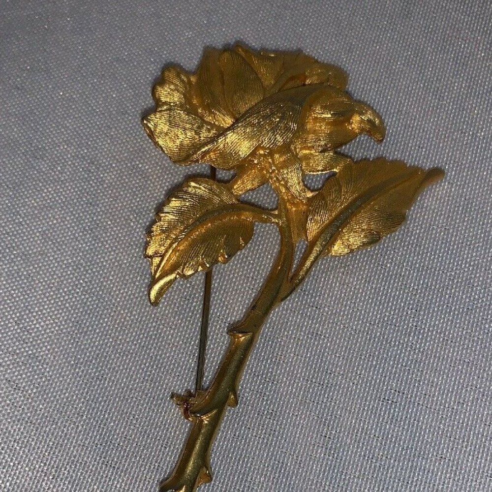 Gold Rose VTG Brooch